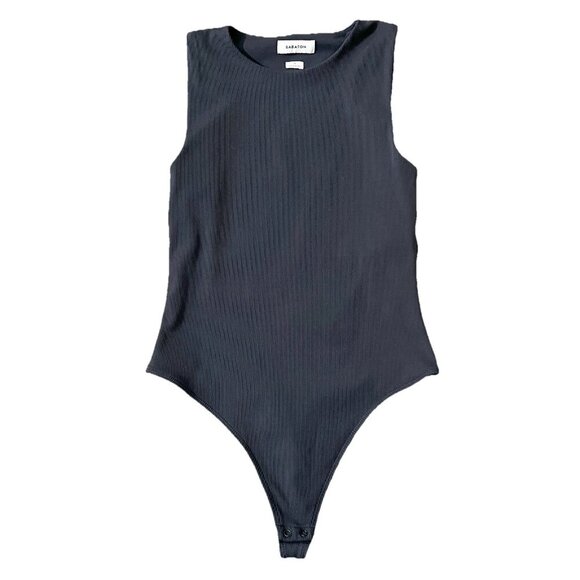 Aritzia Babaton Women's Contour 90s Bodysuit Size Medium Black Ribbed Tank - Picture 1 of 7